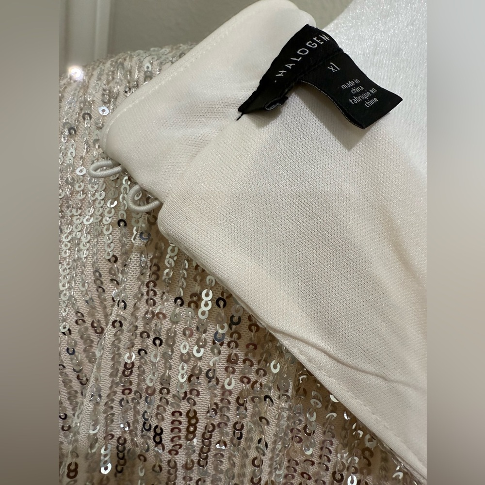Halogen Sequins Silver Dress with Cream Lining, XL - Picture 11 of 11